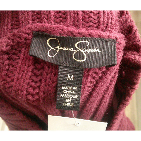 Jessica Simpson Posy Cold Shoulder Sweater Size S Maroon Tunic Length NWT - Picture 7 of 9